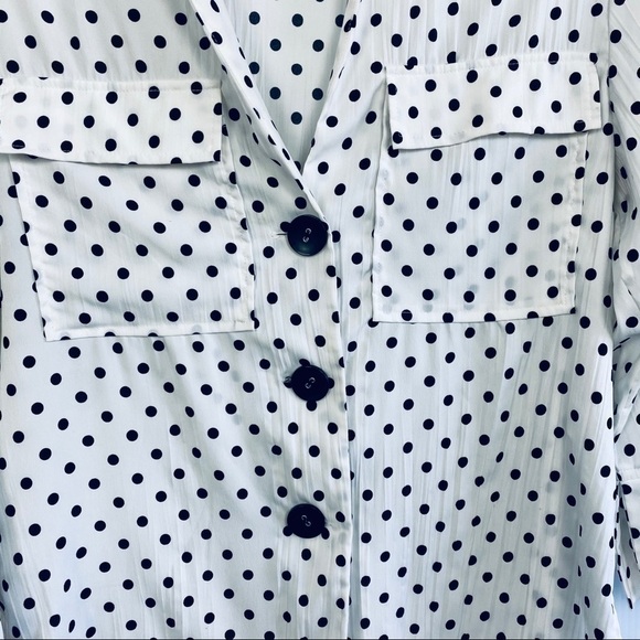 ZARA polka dot button down oversized Tunic Top Size XS - Picture 2 of 6